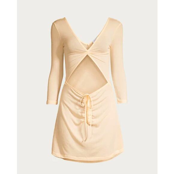 NWT WeWoreWhat Cutout T-Shirt Swimsuit Beach Cover-Up Dress Sheer Nude Medium - Picture 3 of 9